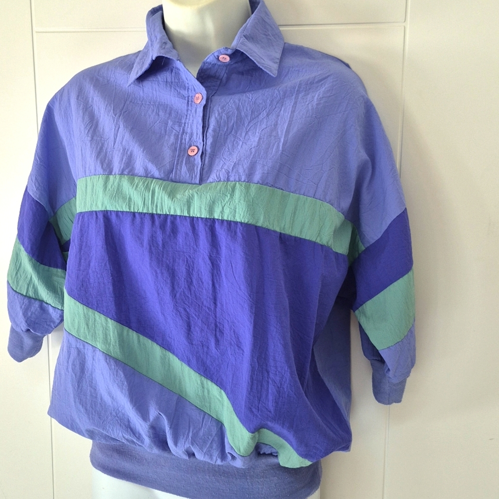 Vintage Cortiva Pullover Shirt Three Button Neck 3/4 Sleeve 80’s Retro 90's